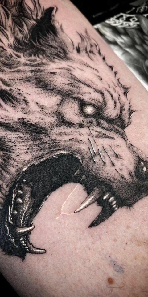 #fenrir #viking #wolf #odin #vikings #norse #darkart #3rl #blackwork #fenrirtattoo #vikingtattoo #substancetattoo